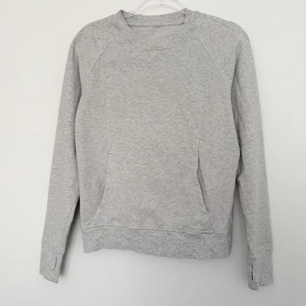Lululemon Scuba Crew Heathered Core Light Grey Size 6